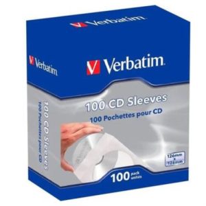 sobres de papel verbatim c/ventana transparente para cd/dvd c/100
