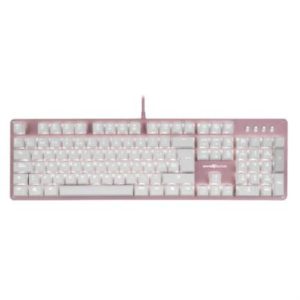 teclado mecánico game factor kbg400 retroiluminado switch azul usb rosa