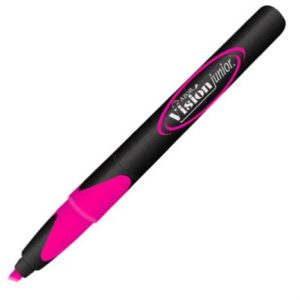marcador resaltador visión junior color rosa fluorescente c/12 pzas
