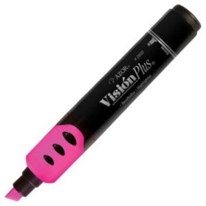 marcador resaltador visión plus color rosa fluorescente c/12 pzas