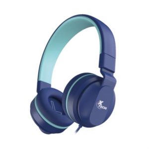 audífonos alámbricos xtech avid xth 356 para niños cable con conexión de 3.5mm y control de volumen color azul
