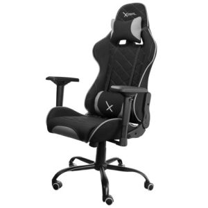 silla gamer xzeal xz25 tela foam reclinable 180° base de metal piston clase 4 150kgs brazos4d negro gris
