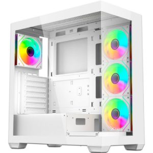 gabinete xzeal yrden xz 140 midi tower atx/micro atx/mini itx usb 2.0/3.0 sin fuente 4 ventiladores instalados blanco