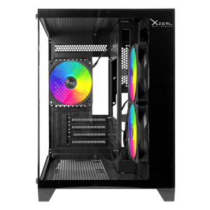 gabinete xzeal panzer ii cubo m atx/itx 2xusb1.0 + 1x usb3.0 + 3.5 mm + 3 fans argb negro