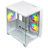 gabinete xzeal panzer ii cubo m atx/itx 2xusb1.0 + 1x usb3.0 + 3.5 mm + 3 fans argb blanco