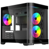 gabinete curvo xzeal m atx/itx 2x usb 2.0 + 1x usb 3.0 + 3.5 mm + 3 ventiladores rgb negro