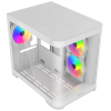 gabinete curvo xzeal m atx/itx 2x usb 2.0 + 1x usb 3.0 + 3.5 mm + 3 ventiladores rgb blanco