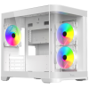 gabinete curvo xzeal m atx/itx 2x usb 2.0 + 1x usb 3.0 + 3.5 mm + 3 ventiladores rgb blanco