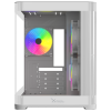 gabinete curvo xzeal m atx/itx 2x usb 2.0 + 1x usb 3.0 + 3.5 mm + 3 ventiladores rgb blanco