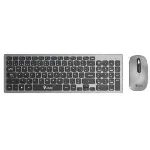 kit teclado y mouse inalámbrico stylos recargable 2 en 1 gris teclado 96% membrana 96 teclas conexión usb