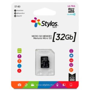 memoria stylos microsd 32gb clase 10 sin adaptador negro