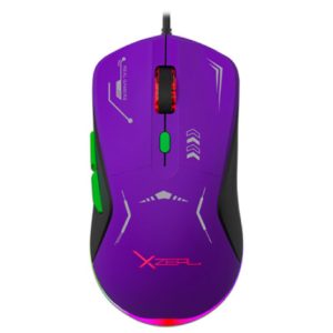 mouse gamer xz 401 rgb 7 200 dpi 6 botones conexion usb 1.5m morado verde