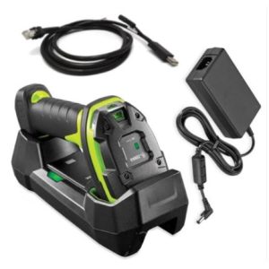 lector de códigos de barra zebra ds3678 sr 1d/2d recargable cable usb base color verde/negro