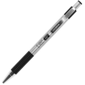 bolígrafo zebra f 301 retráctil metálico punto fino 0.7mm color negro c/12 pzas