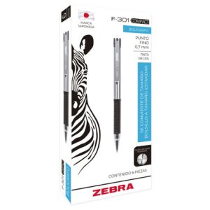 boligrafo f 301 compac grip azul punto fino tinta negra cuerpo de acero inoxidable caja c/6