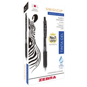 boligrafo zebra sarasa clip rollerball retractil punto mediano 0.7 tinta gel color rojo caja c/6