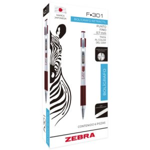 boligrafo zebra f 301 grip punto fino tinta verde cuerpo de acero caja c/6