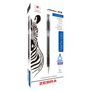 bolígrafo zebra j roller rx punto fino 0.5mm tinta gel color rojo c/6 pzas