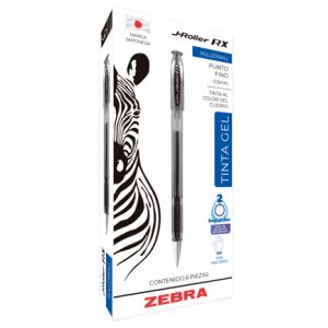 bolígrafo zebra j roller rx punto fino 0.5mm tinta gel color azul c/6 pzas