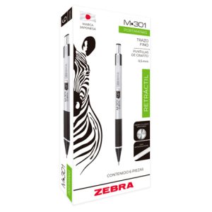 lapicero zebra m 301 retráctil punto 0.5mm c/6 pzas