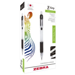 lapicero zebra grip negro 0.5mm caja c/6 pzas