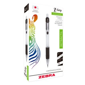 lapicero zebra grip azul 0.5mm caja c/6 pzas