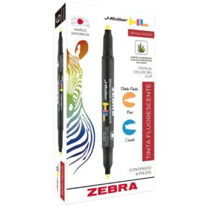 resaltador zebra jroller hl doble punta color amarillo caja c/6