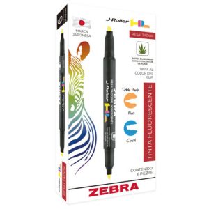 resaltador zebra jroller hl doble punta color naranja caja c/6