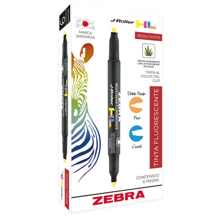 resaltador zebra jroller hl doble punta color naranja caja c/6 resaltador zebra jroller hl doble punta color naranja caja c/6
