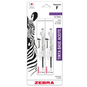 repuesto zebra f para boligrafo f 301 color negro b/2 pzas